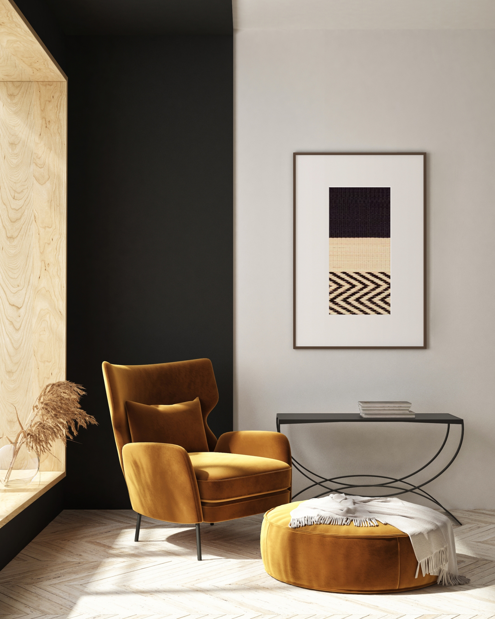 Woven artwork Yak navy blue L05 series