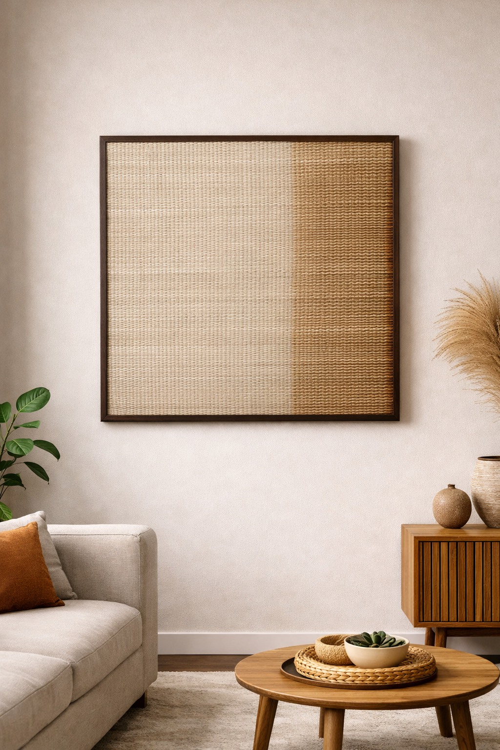 Woven frame brown  80x85 cm(กรอบไม้น้ำตาล )